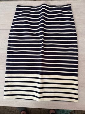 Jcrew Striped Navy and White Pencil Skirt